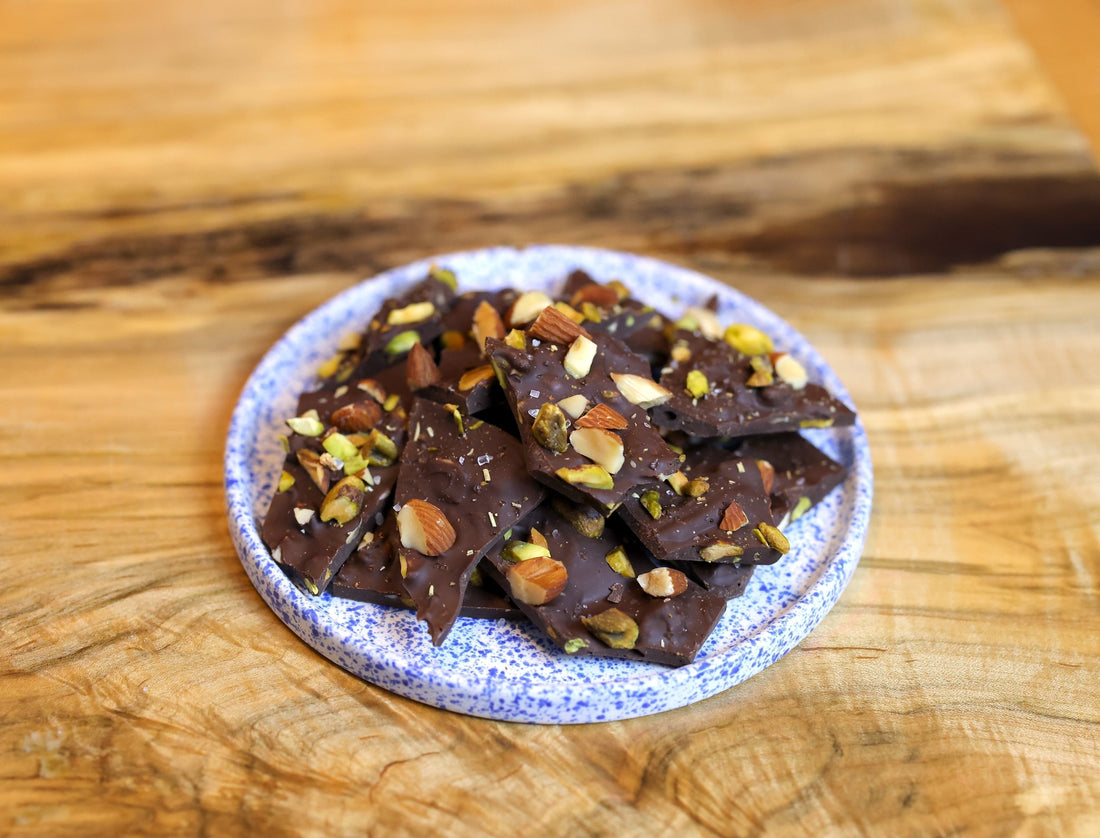 Dark Chocolate Bark with Rosemary Citrus Salt